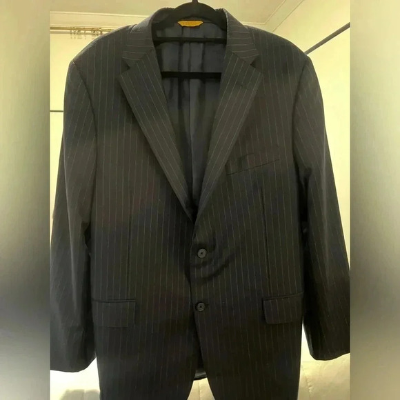 Loro Piana Hickey Freeman Beacon Navy Pinstripe Sportcoat 100% Wool 44 R - Picture 2 of 7